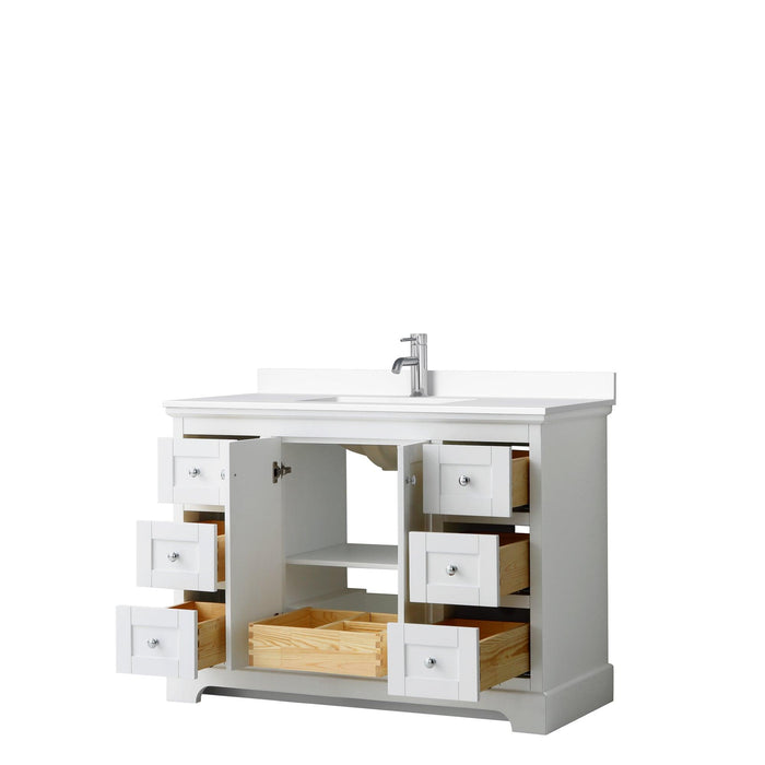 Wyndham Collection Avery Single Bathroom Vanity with White Cultured Marble Countertop, Undermount Square Sink, Optional Mirror - Sea & Stone Bath
