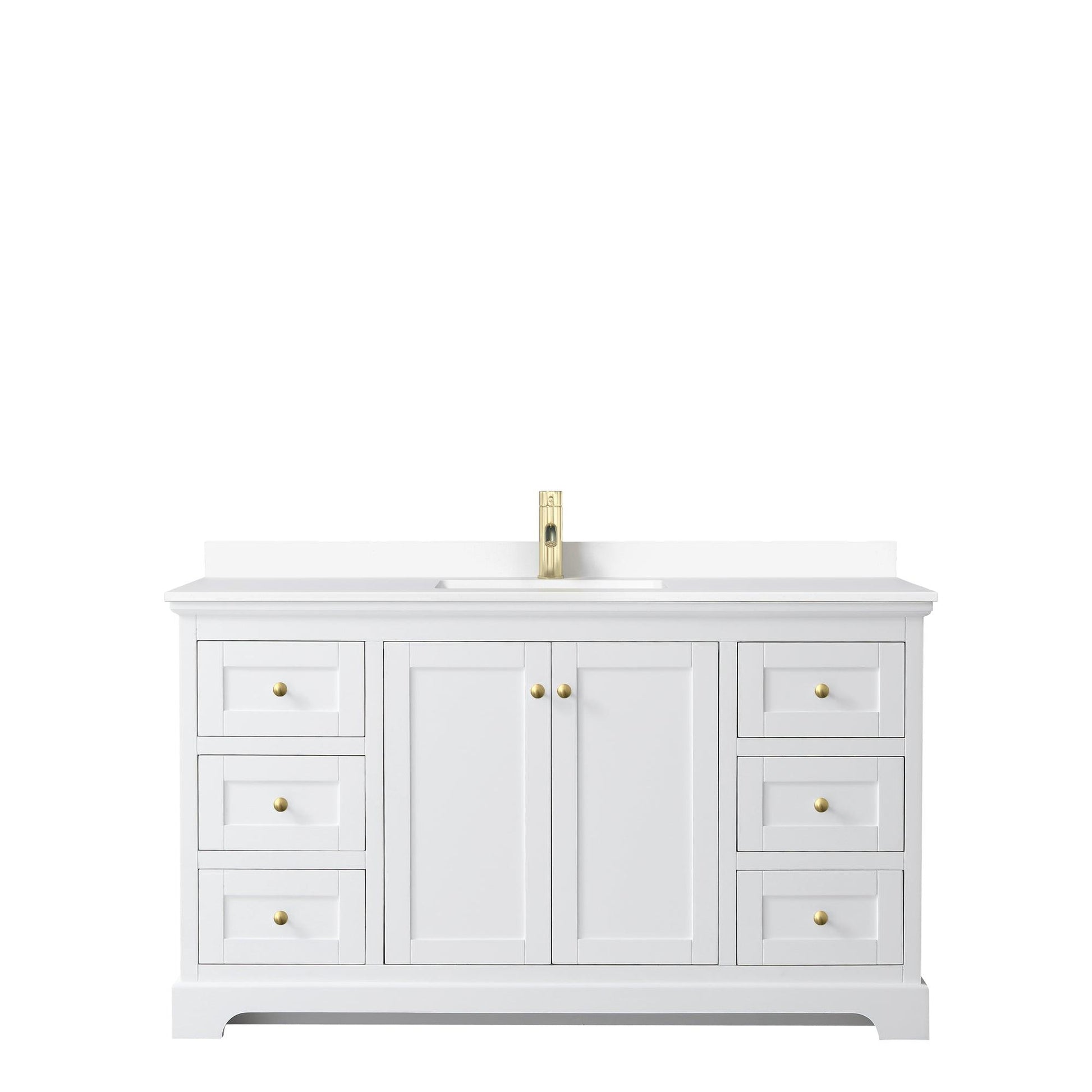 
  
  Wyndham Collection Avery Single Bathroom Vanity in White, White Cultured Marble Countertop, Undermount Square Sink, Optional Mirror, Brushed Gold Trim
  
