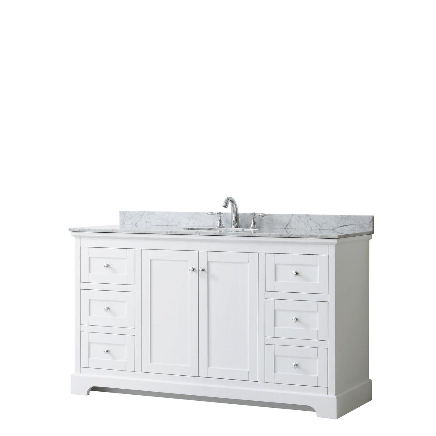 Wyndham Collection Avery Single Bathroom Vanity with White Carrara Marble Countertop, Undermount Oval Sink, Optional Mirror - Sea & Stone Bath