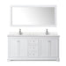 Wyndham Collection Avery Double Bathroom Vanity with Light-Vein Carrara Cultured Marble Countertop, Undermount Square Sinks, Optional Mirror - Sea & Stone Bath
