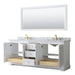 Wyndham Collection Avery Double Bathroom Vanity in White, White Carrara Marble Countertop, Undermount Oval Sinks, Optional Mirror, Brushed Gold Trim - Sea & Stone Bath