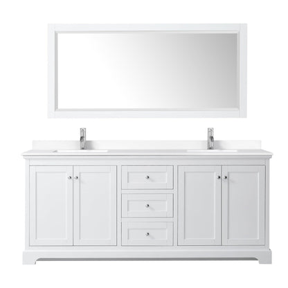 Wyndham Collection Avery Double Bathroom Vanity with White Cultured Marble Countertop, Undermount Square Sinks, Optional Mirror - Sea & Stone Bath
