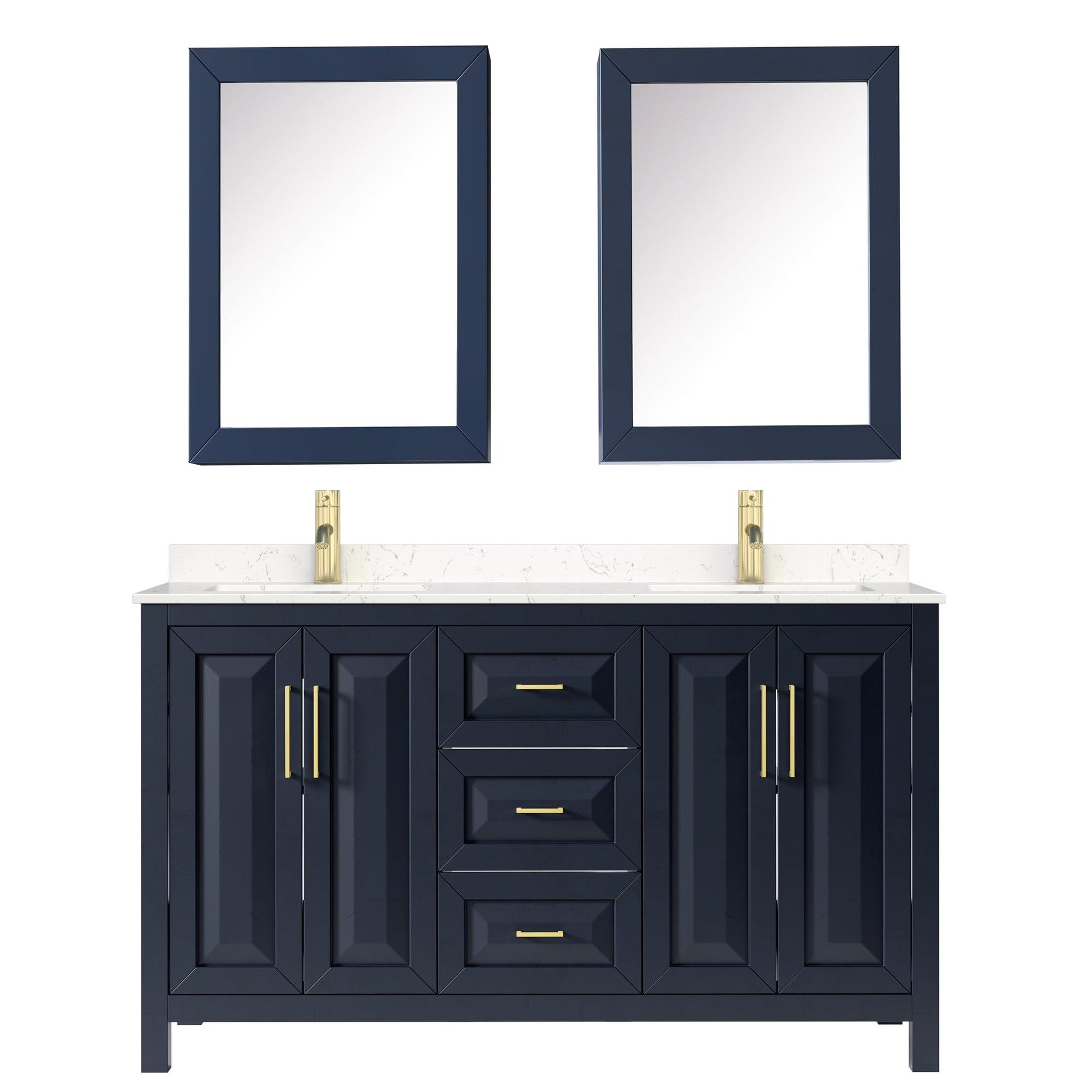 
  
  Wyndham Collection Daria Double Bathroom Vanity with Light-Vein Carrara Cultured Marble Countertop, Undermount Square Sinks, and Optional Mirror/Medicine Cabinet
  
