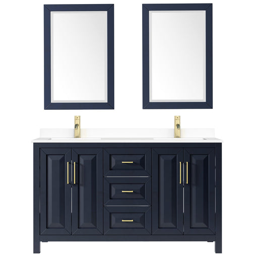 Wyndham Collection Daria Double Bathroom Vanity with White Cultured Marble Countertop, Undermount Square Sinks, and Optional Mirror/Medicine Cabinet - Sea & Stone Bath