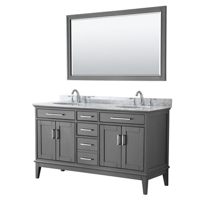 Wyndham Collection Margate Double Bathroom Vanity with White Carrara Marble Countertop, Undermount Oval Sinks, and Optional Mirror - Sea & Stone Bath
