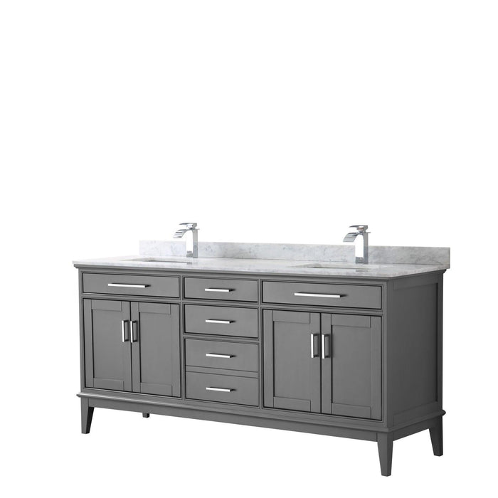 Wyndham Collection Margate Double Bathroom Vanity with White Carrara Marble Countertop, Undermount Square Sinks, and Optional Mirror - Sea & Stone Bath