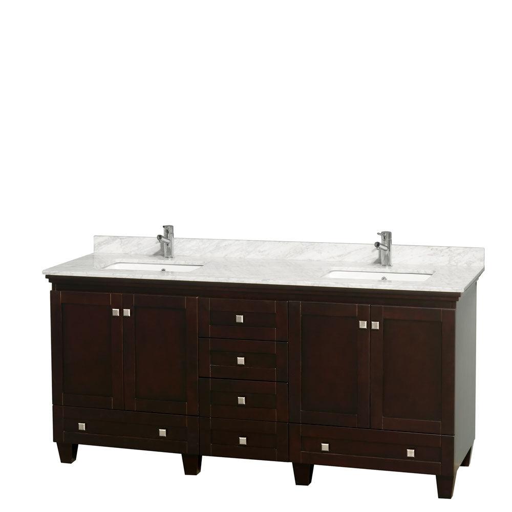 
  
  Wyndham Collection Acclaim Double Bathroom Vanity with White Carrara Marble Countertop, Undermount Square Sinks, and Optional 24" Mirrors
  
