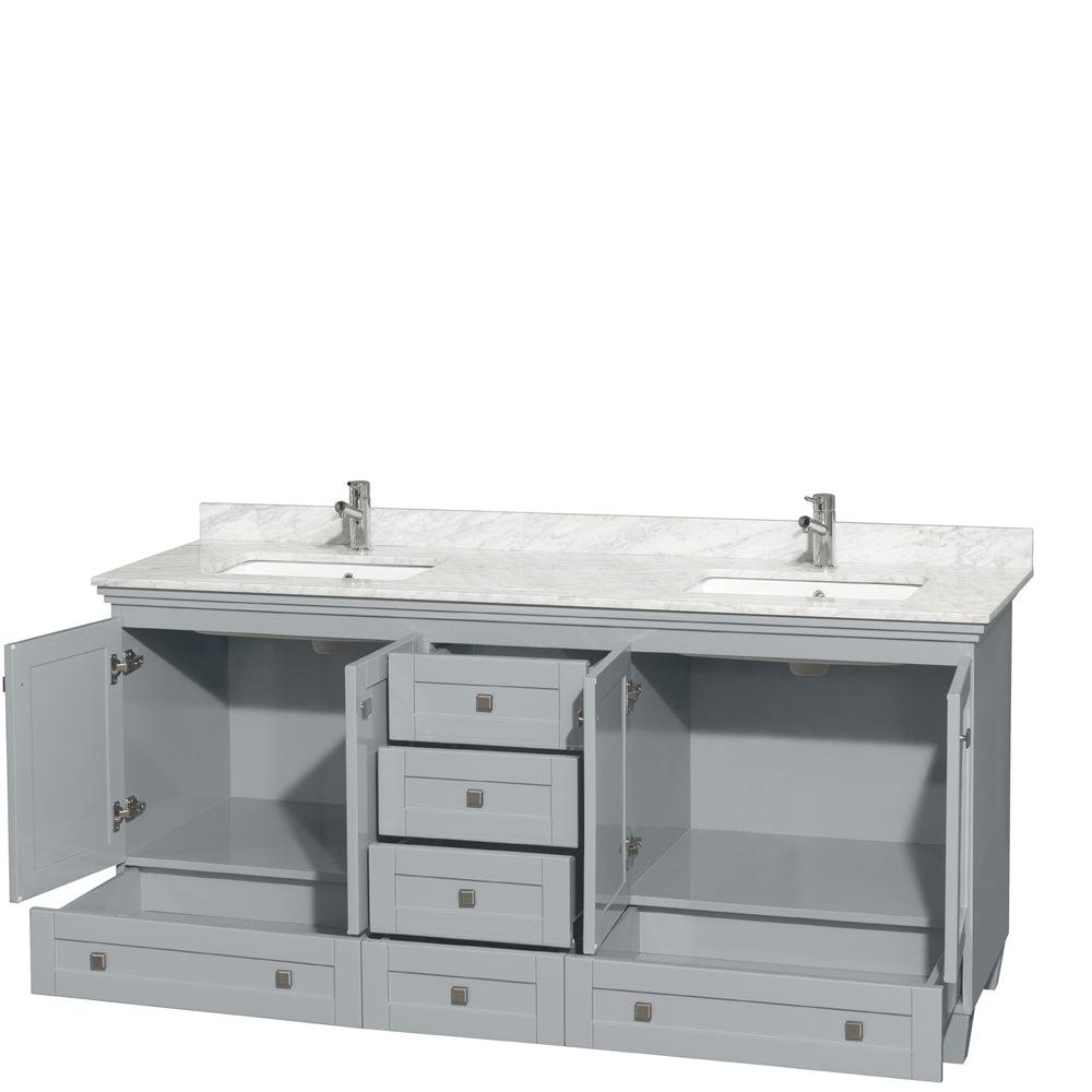 
  
  Wyndham Collection Acclaim Double Bathroom Vanity with White Carrara Marble Countertop, Undermount Square Sinks, and Optional 24" Mirrors
  
