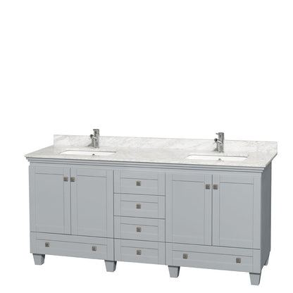Wyndham Collection Acclaim Double Bathroom Vanity with White Carrara Marble Countertop, Undermount Square Sinks, and Optional 24" Mirrors - Sea & Stone Bath