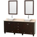 Wyndham Collection Acclaim 80 Inch Double Bathroom Vanity with Ivory Marble Countertop, Pyra White Porcelain Sinks, and Optional 24" Mirrors - Sea & Stone Bath