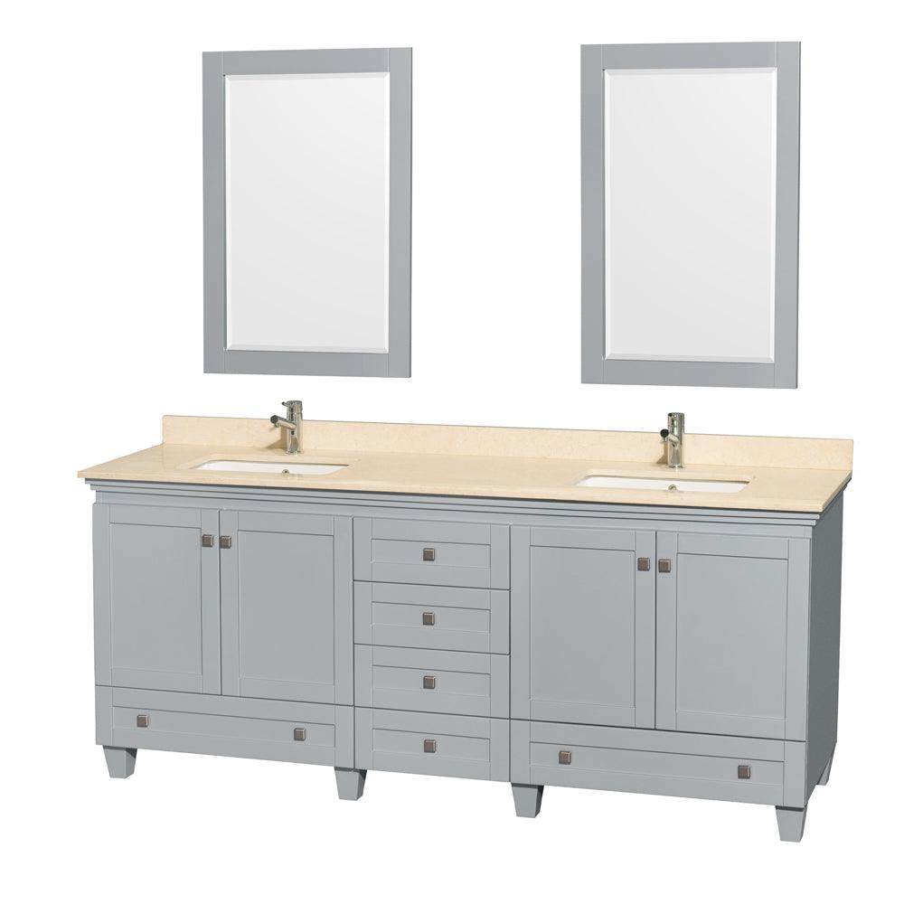 
  
  Wyndham Collection Acclaim 80 Inch Double Bathroom Vanity with Ivory Marble Countertop, Undermount Square Sinks, and Optional 24" Mirrors
  
