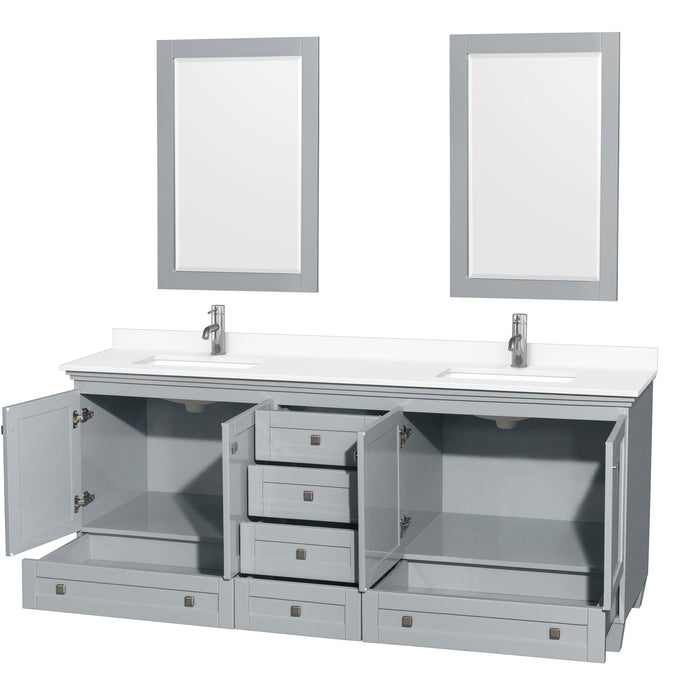 Wyndham Collection Acclaim Double Bathroom Vanity with White Cultured Marble Countertop, Undermount Square Sinks, and Optional 24" Mirrors - Sea & Stone Bath