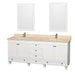 Wyndham Collection Acclaim 80 Inch Double Bathroom Vanity with Ivory Marble Countertop, Undermount Square Sinks, and Optional 24" Mirrors - Sea & Stone Bath