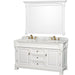 Wyndham Collection Andover Double Bathroom Vanity, White Carrara Marble Countertop, Undermount Oval Sinks and Optional Mirror - Sea & Stone Bath