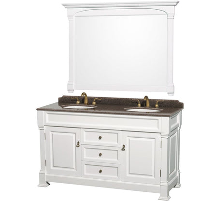 Wyndham Collection Andover Double Bathroom Vanity, Imperial Brown Granite Countertop, Undermount Oval Sinks and Optional Mirror - Sea & Stone Bath