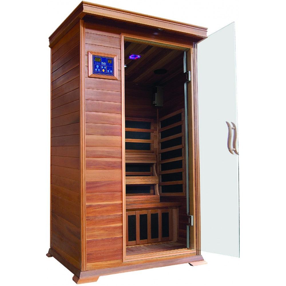 SunRay Sedona 1 Person Cedar Sauna w/ Carbon Heaters - Sea & Stone Bath